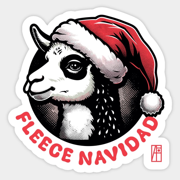 Fleece Navidad - Lama - Funny Christmas - Xmas - Happy Holidays Sticker by ArtProjectShop